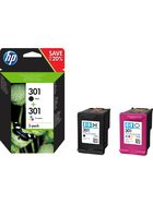 Original Multipack Druckerpatrone HP 301 BK + 301 COL, N9J72AE, CMYK