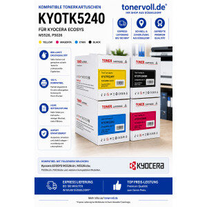 Kompatibles Toner-Set mit Chip für Kyocera TK-5240 (CMYK) – 4er SparSet für ECOSYS P5026 / M5526