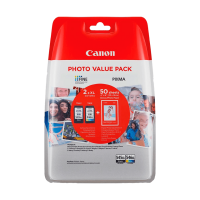 Multipack 2x XL Original Druckerpatrone CANON PG545XL / CL546XL, CMYK + Photopapier 50 Blatt (10x15 cm)