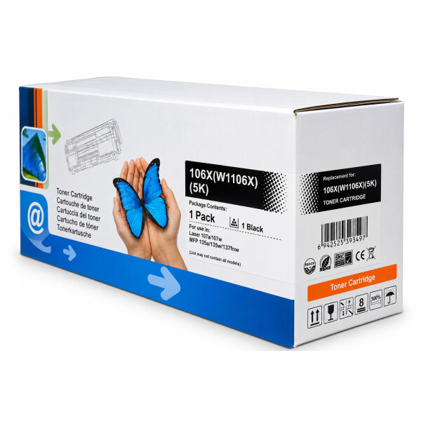 Kompatibler XXL Toner mit Chip für HP 106A (W1106A), Schwarz – bis zu 5.000 Seiten für HP Laser 107 & HP Laser MFP 135 / 137