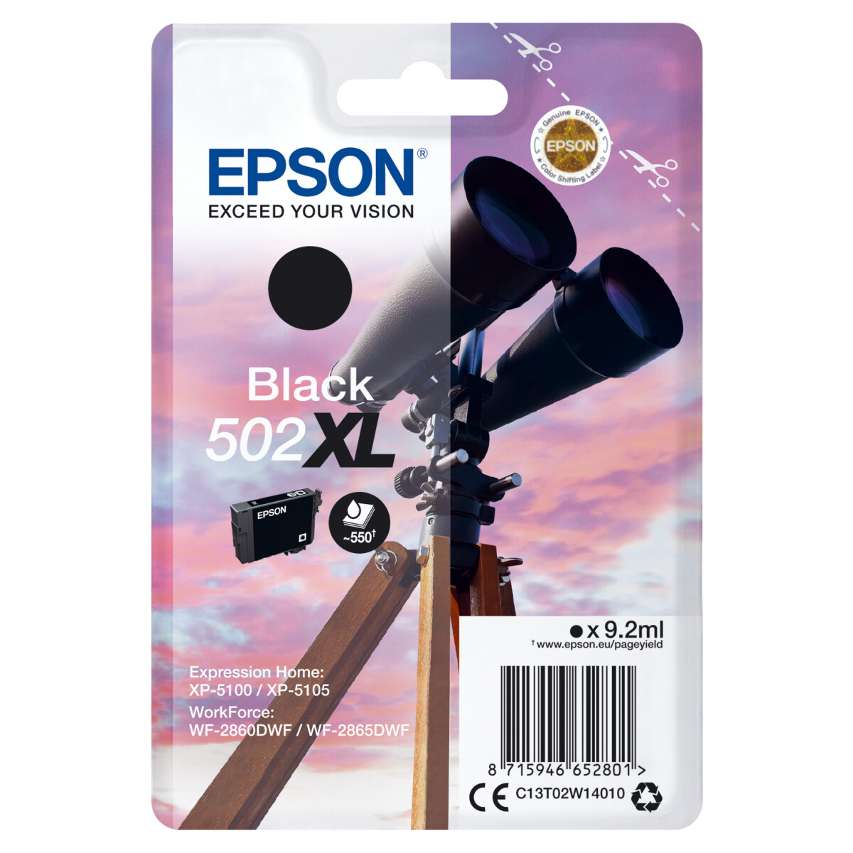 Original Druckerpatrone zu EPSON 502XL, T02W1, Schwarz,...