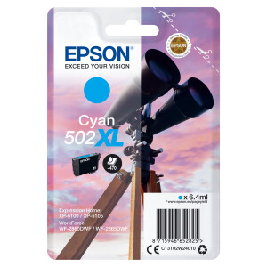 Original Druckerpatrone zu EPSON 502XL, T02W2, Cyan, 470...