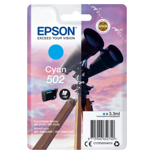 Original Druckerpatrone zu EPSON 502, T02V24, Cyan, 160...