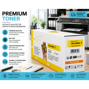 Kompatibel Toner mit CHIP zu Brother TN248XL TN248XLY fuer HL L3215CW HL L3220CW DCP L3515CDW DCP L3520CDW MFC L3740CDW MFC L3740CDWE Gelb 2300 Seiten