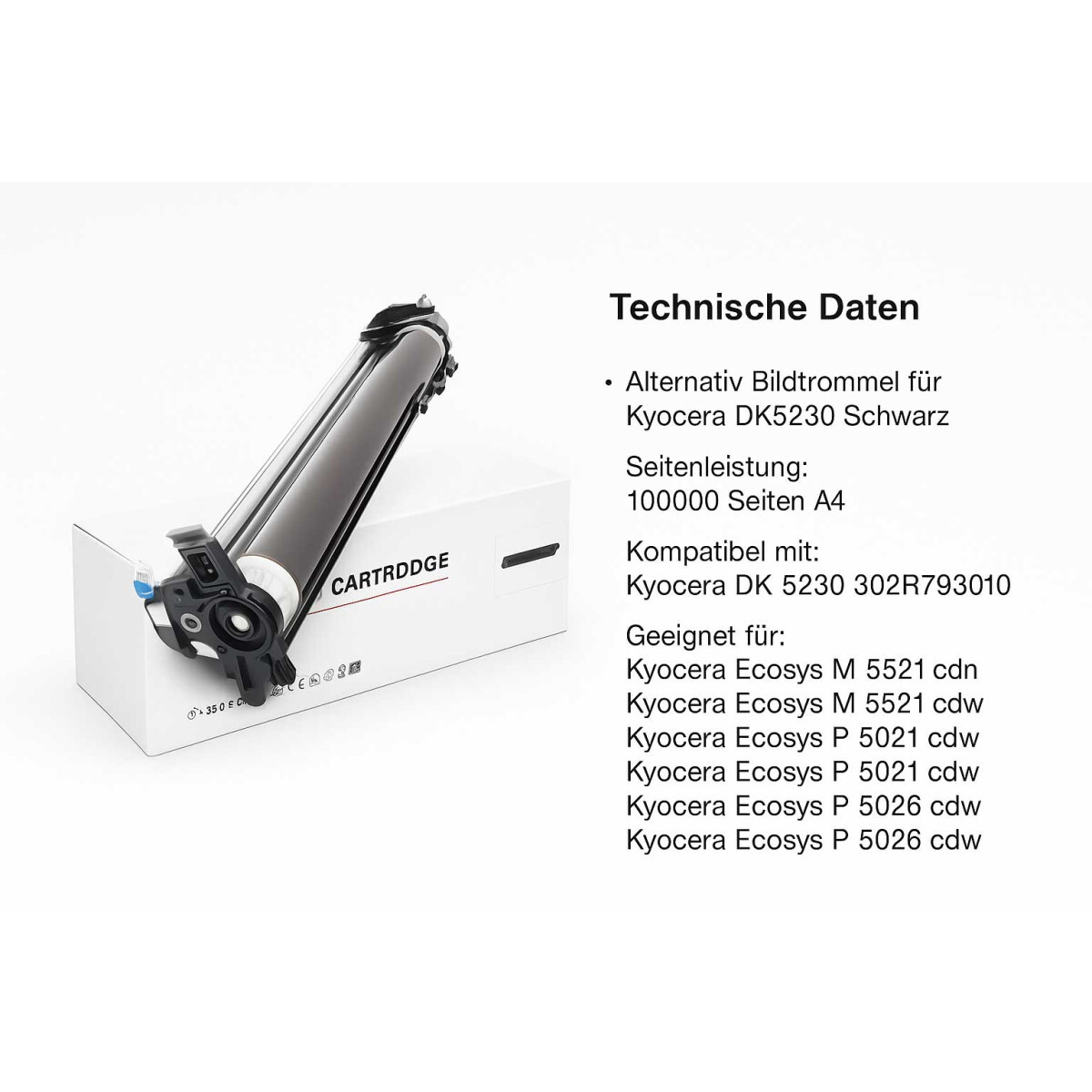 Kompatible Bildtrommel Schwarz für Kyocera DK-5230...