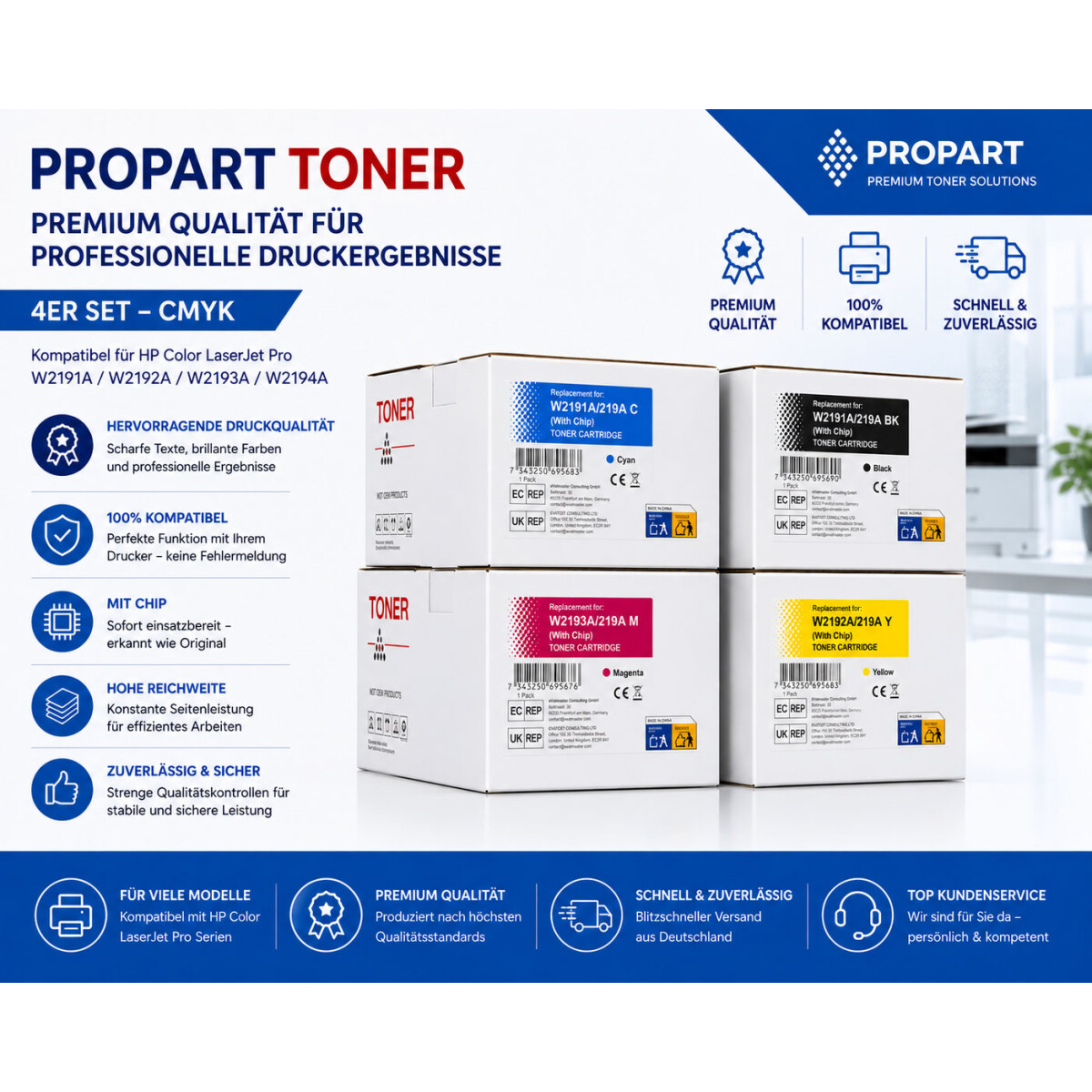 Kompatibles Toner-Set mit Chip f&uuml;r HP 219A...