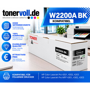 Kompatibel Toner mit CHIP zu HP W2200A 220A für Color LaserJet Pro 4202/4302, Schwarz, 2.000 Seiten