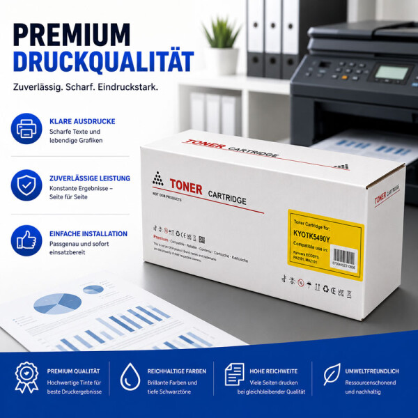 Kompatibel Toner mit CHIP zu Kyocera TK 5490Y 1T0C22ANL1  ECOSYS PA2100cx MA2100cfx Yellow 2400 Seiten