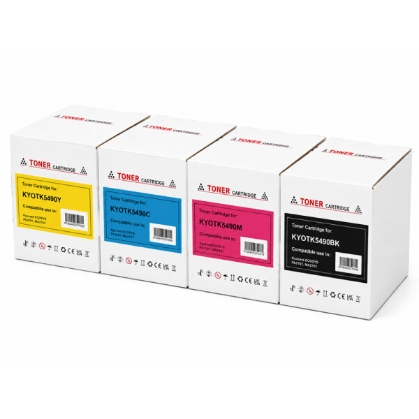 Kompatibel Toner SET mit CHIP zu Kyocera TK 5490K TK 5490C TK 5490M TK 5490Y fuer ECOSYS PA2100cx MA2100cfx CMYK Schwarz Cyan Magenta Yellow Set
