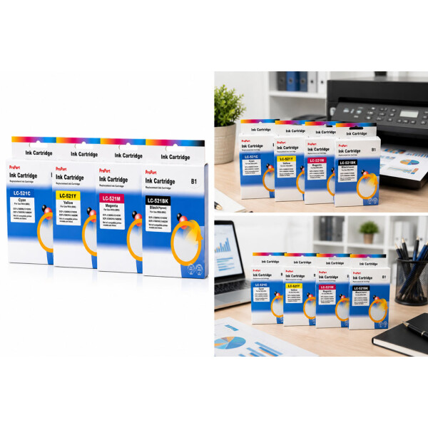Multipack 4 x Kompatible Druckerpatrone für Brother LC521 LC-521 CMYK