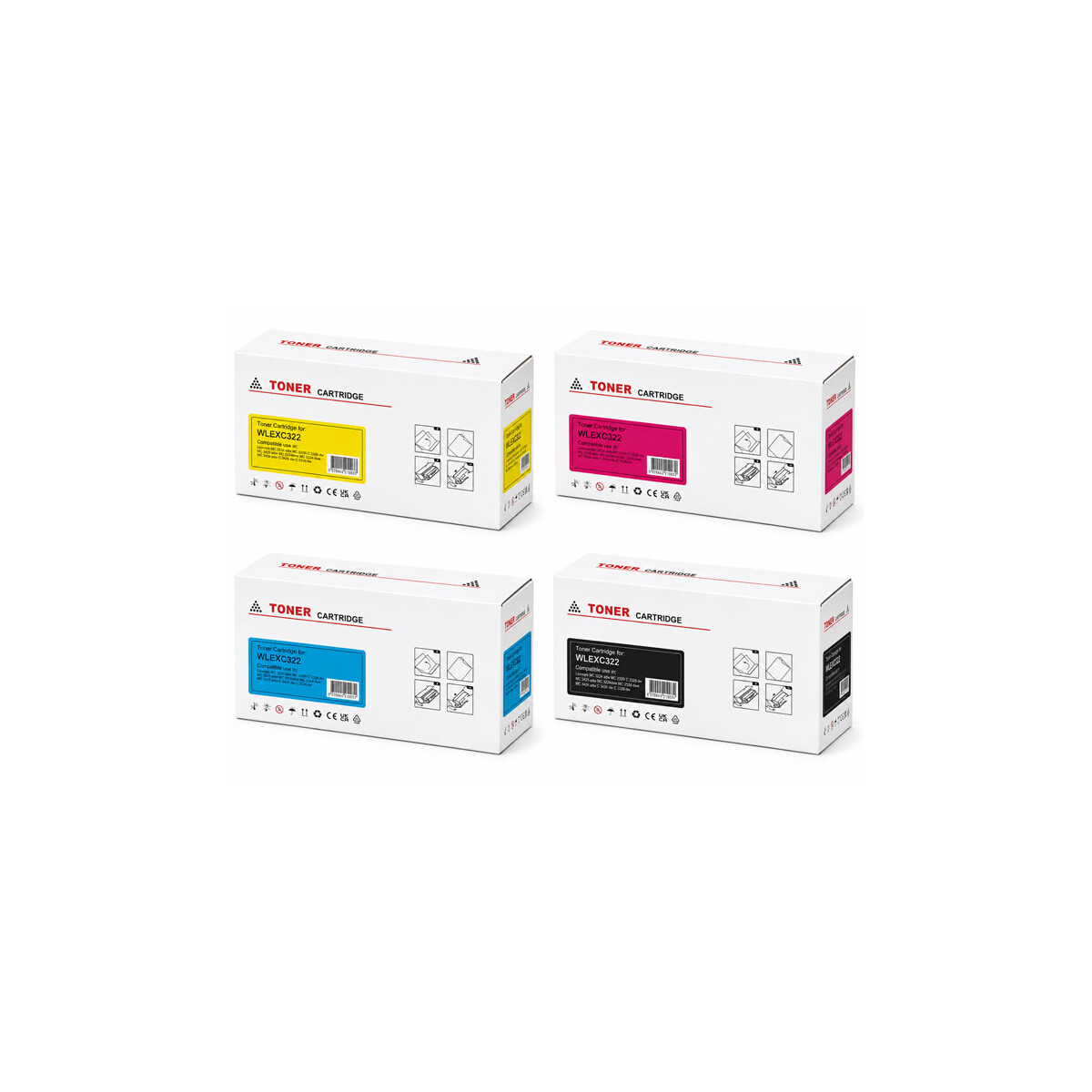 Toner Set kompatibel Lexmark MC3224 MC3326 CMYK mit Chip...