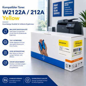 Kompatibel Toner mit CHIP zu HP 212A W2122A fuer Color LaserJet Enterprise M554dn M555dn M555x MFP M578dn MFP M578f Gelb 4500 Seiten