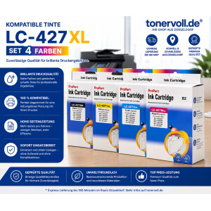 Kompatibel Druckerpatronen SET XL mit CHIP zu Brother LC-427 LC427XL für MFC J5955DW MFC J6955DW MFC J6957DW HL J6010DW CMYK Set