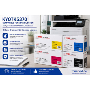 Kompatibel Toner SET mit CHIP hohe Kapazitaet zu Kyocera TK 5370K TK 5370C TK 5370M TK 5370Y fuer ECOSYS PA3500cx MA3500ci CMYK Set