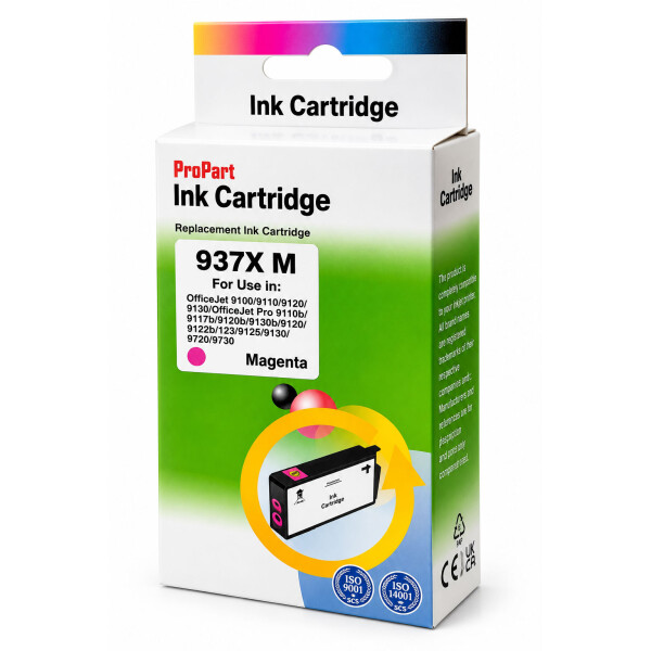 Kompatible HP 937XL Druckerpatrone mit Chip – Magenta für HP OfficeJet Pro 9110, 9120, 9130, 9720 & 9730 (bis zu 1.650 Seiten)