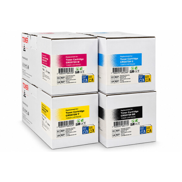 Kompatibles Toner-Set mit Chip für Canon CRG-075H (CMYK) – High Capacity Sparset für Canon i-SENSYS LBP-646Cdw, LBP-647Cdw & MF664Cdw / MF667Cdw
