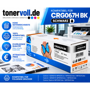 Kompatibler Toner mit Chip für Canon CRG-067H Schwarz – High Capacity, ca. 3.130 Seiten