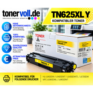Kompatibler Toner mit Chip für Brother TN-625XL Yellow – 4.500 Seiten