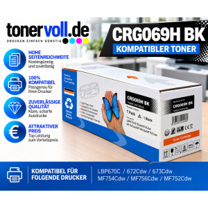 Kompatibler Canon CRG-069H Toner Schwarz mit Chip – 7.600 Seiten