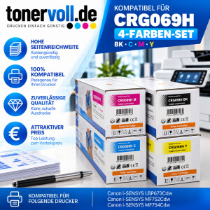 Kompatibles Canon CRG-069H CMYK Toner-Set – High Capacity, 4er Pack